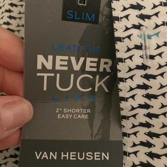 Mens Van Heusen size 17 1/2 shirt no tuck fish - Picture 4 of 5